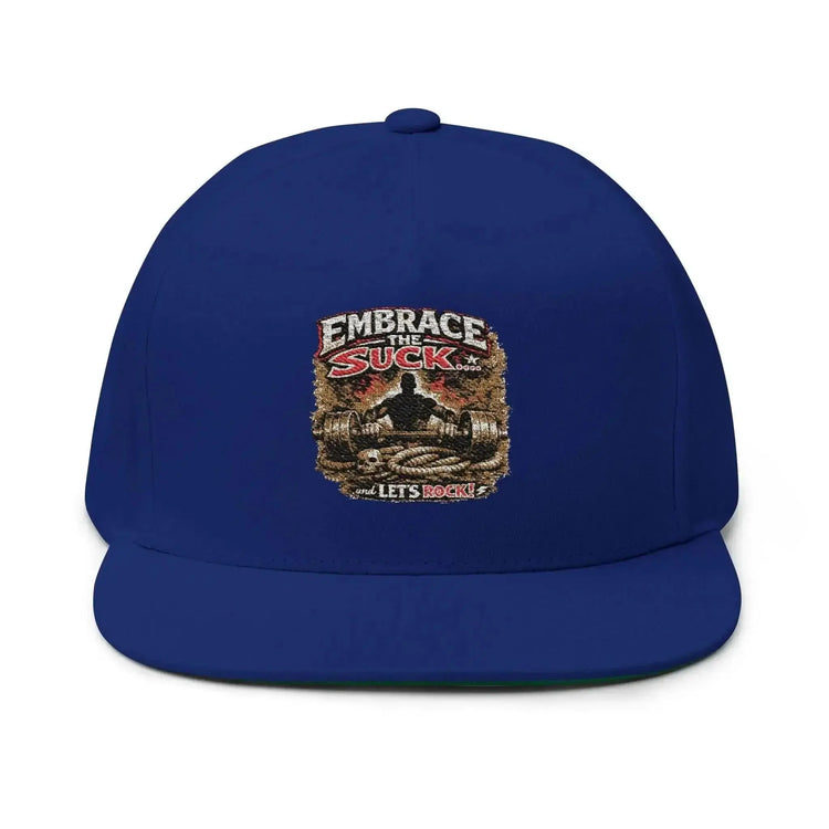Black flat bill cap with detailed embroidery from Drum Addict Apparel by Yggdrasils Wood, showcasing a stylish, casual accessory.