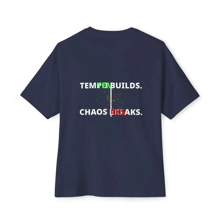 Black Tempo Defines Chaos Breaks T-Shirt by Drum Addict Apparel, featuring bold graphic design on soft fabric.