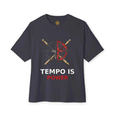 Black Tempo Is Power T-Shirt by Drum Addict Apparel, fitted XS size, casual crewneck with bold front design.
