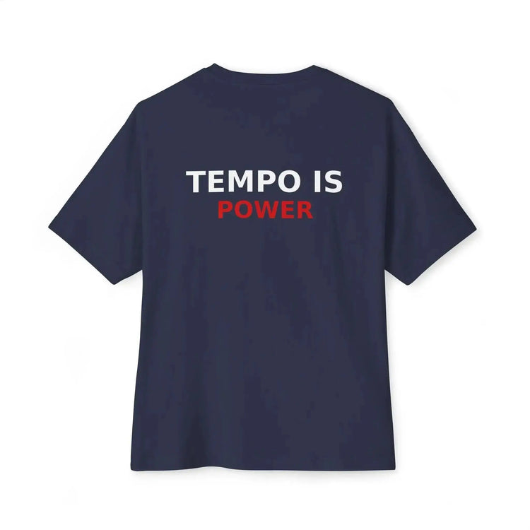 Black Tempo Is Power T-Shirt by Drum Addict Apparel, fitted XS size, showcasing bold graphic design on the front.