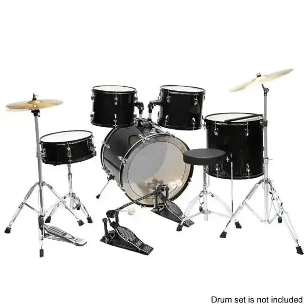 Black double bass drum set pedal by Drum Addict Apparel with Yggdrasils Wood branding, showing the pedal&