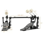 Black Drum Addict Apparel by Yggdrasils Wood double bass drum set pedal showing footplate and pedal mechanism.