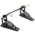 Black double bass drum set pedal by Drum Addict Apparel, designed for double bass drums, with sturdy construction and adjustable components.