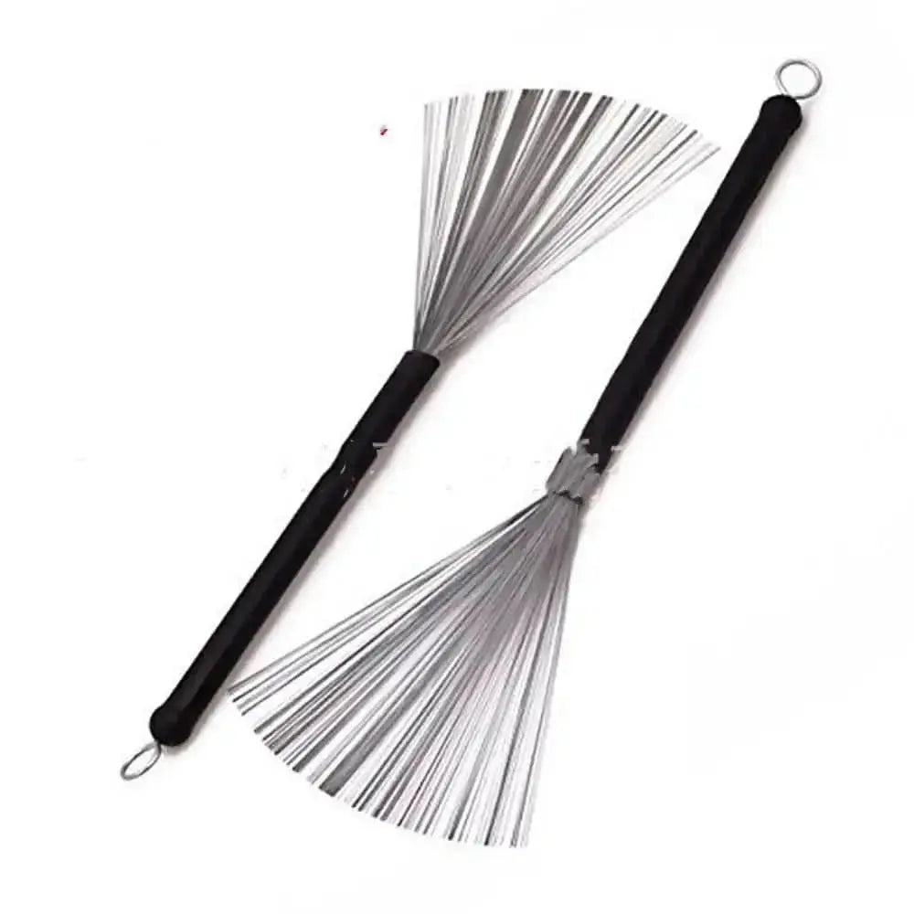 Drum Addict Apparel drum kit wire brushes with metal handles and bristles, designed for cleaning and maintaining drum kit hardware.