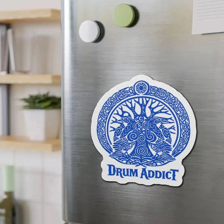 Yggdrasil Pagan Emblems Magnets by Drum Addict Apparel, featuring detailed wood-inspired Yggdrasil designs on a 2x2 inch magnet.