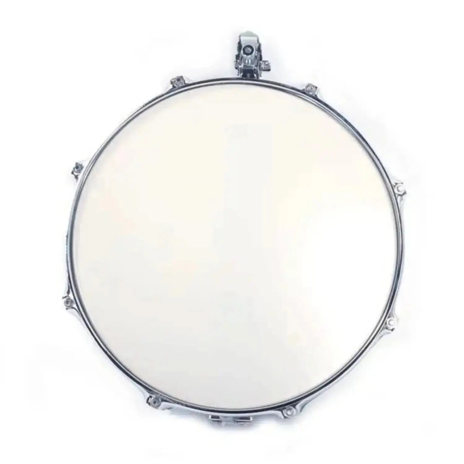 13x3.5 inch professional snare drum from Drum Addict Apparel by Yggdrasils Wood, showcasing its sleek metal shell and drumheads.