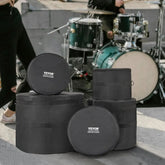 VEVOR 5-piece drum bag set by Drum Addict Apparel in black, designed for protecting and transporting drums.