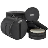 Black VEVOR 5-piece drum bag set by Drum Addict Apparel, designed for protecting and carrying drums.