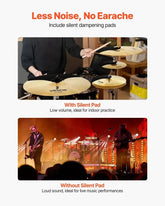 Six bright copper cymbals for drum set by Drum Addict Apparel, featuring a 6-piece set for drummers.