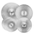Bright silver Low Volume Cymbal Pack with 4 quiet cymbals for drum set by Drum Addict Apparel, designed for reduced sound.