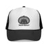Black Drum Addict Logo Trucker Cap by Yggdrasils Wood featuring a bold drum-related graphic on the front.