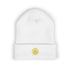 Black embroidered gold sun classic cuffed beanie by Drum Addict Apparel, featuring a stylish sun design and cozy knit fabric.