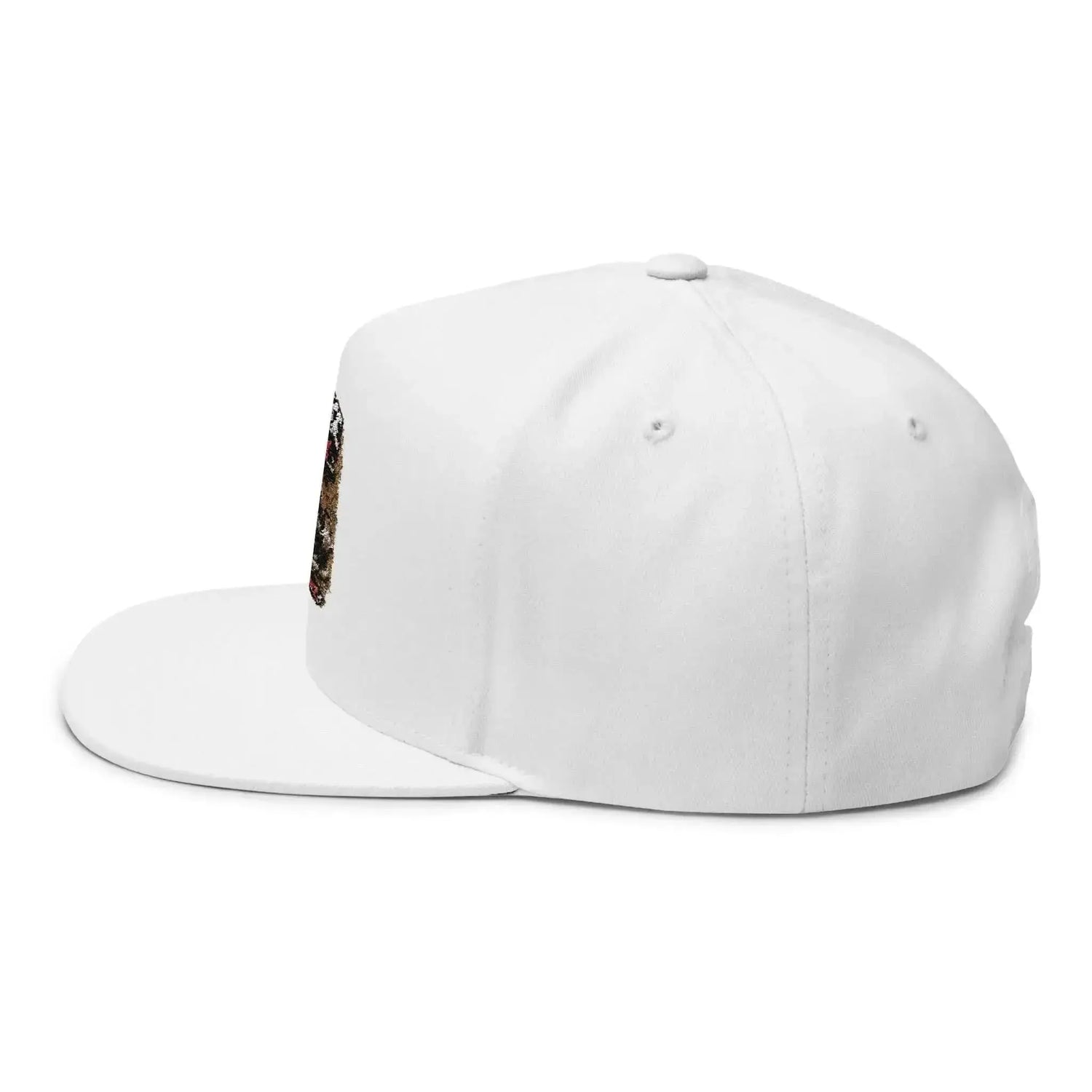 Black flat bill cap with embroidery from Drum Addict Apparel by Yggdrasils Wood, showcasing a stylish and casual accessory.