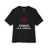Black Anarchy Symbol Graphic T-Shirt by Drum Addict Apparel, featuring bold, edgy design on a fitted crewneck shirt.