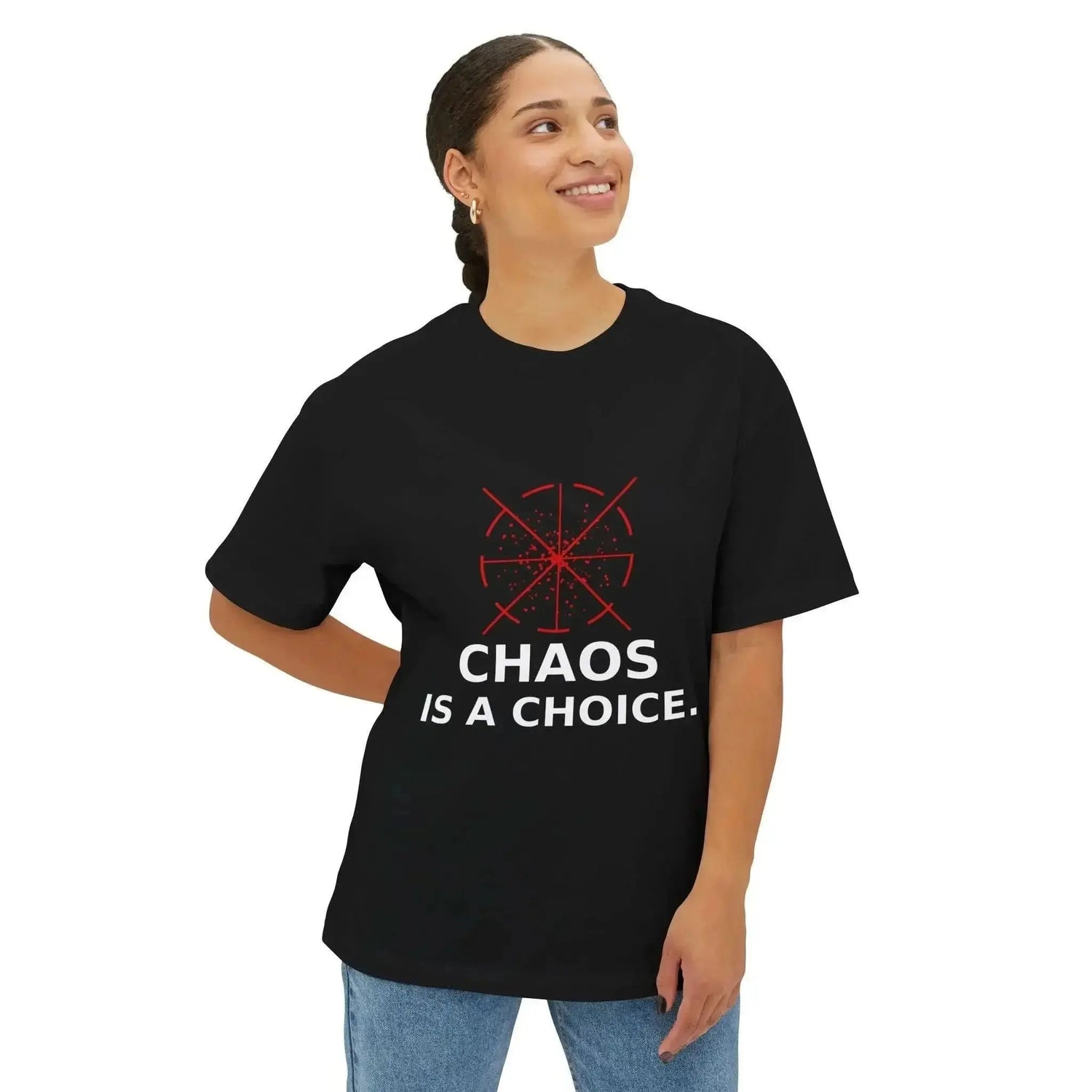 Black Anarchy Symbol Graphic T-Shirt by Drum Addict Apparel from Yggdrasils Wood, featuring bold anarchist design on front.