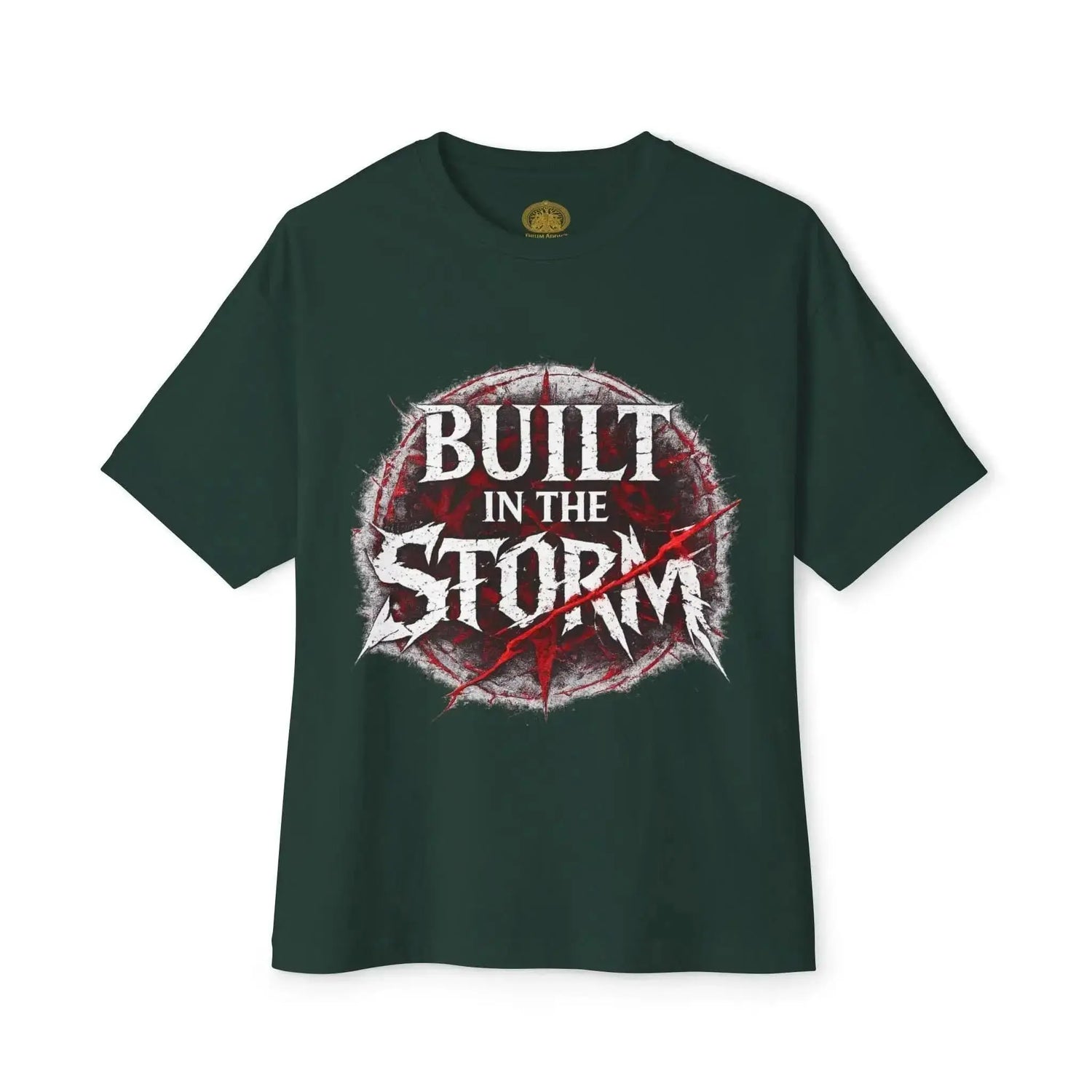 Black Built in the Storm T-shirt by Drum Addict Apparel with inspirational graphic design, size XS, casual and stylish.