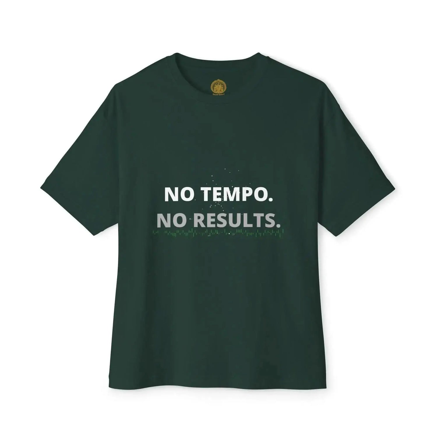 Black No Tempo No Results T-shirt by Drum Addict Apparel, featuring bold print on the front, shown in XS size.