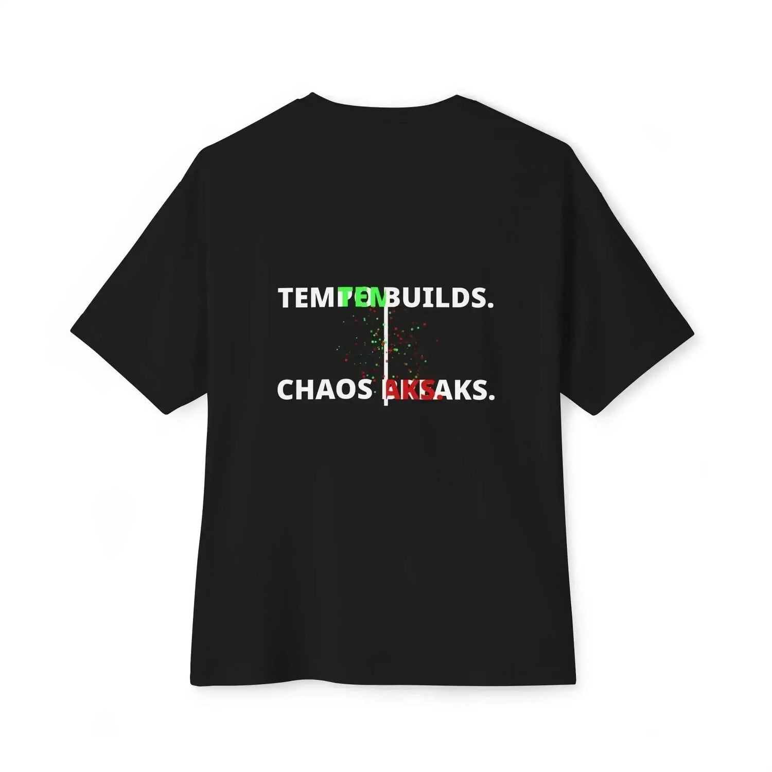 Black Tempo Defines Chaos Breaks T-Shirt by Drum Addict Apparel featuring bold graphic design, size XS, from Yggdrasils Wood.