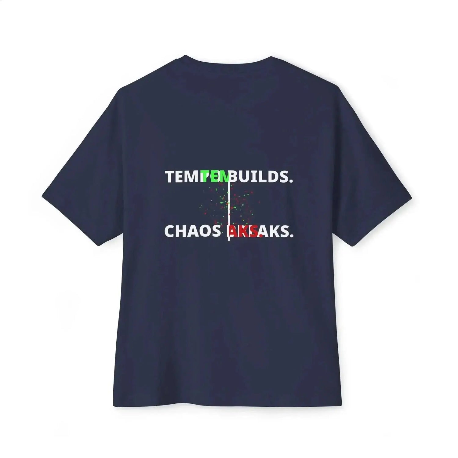 Black Tempo Defines Chaos Breaks T-Shirt by Drum Addict Apparel, featuring bold graphic design on soft fabric.