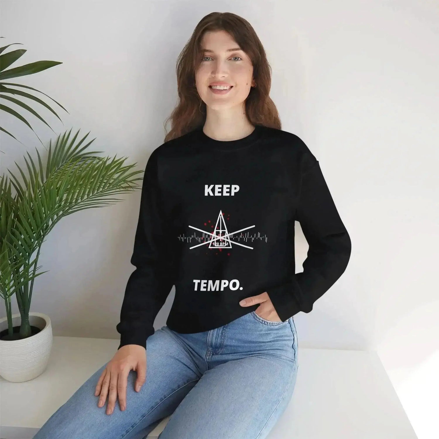 Dark heather crewneck sweatshirt from Drum Addict Apparel by Yggdrasils Wood featuring "Chaos is a Choice" design.