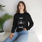 Dark heather crewneck sweatshirt from Drum Addict Apparel by Yggdrasils Wood featuring "Chaos is a Choice" design.