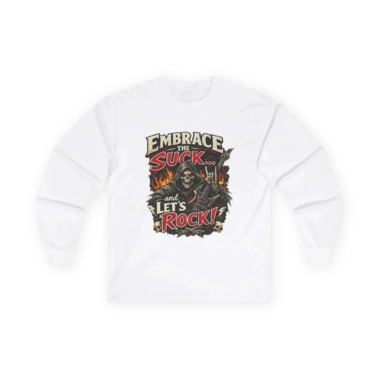 Drummer Long Sleeve Shirt by Drum Addict Apparel featuring a stylish drum-themed design for music enthusiasts.