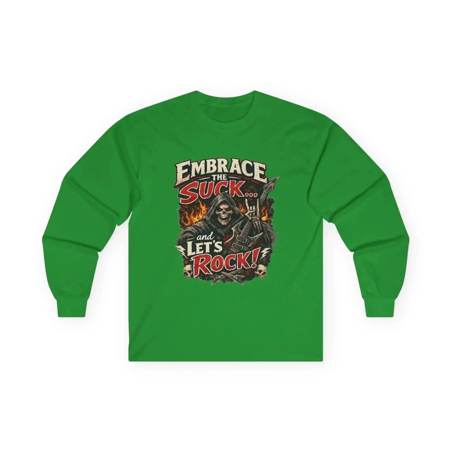 Drummer Long Sleeve Shirt by Drum Addict Apparel featuring a stylish drum-themed design on a comfortable long sleeve shirt.
