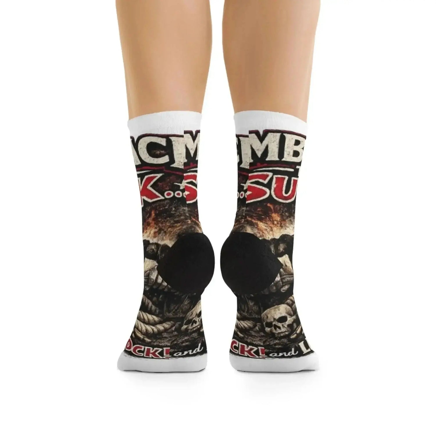Recycled Poly Socks by Drum Addict Apparel featuring eco-friendly recycled polyester material and vibrant design details.
