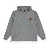 Black Champion unisex packable anorak jacket from Drum Addict Apparel by Yggdrasils Wood, shown folded and ready to wear.