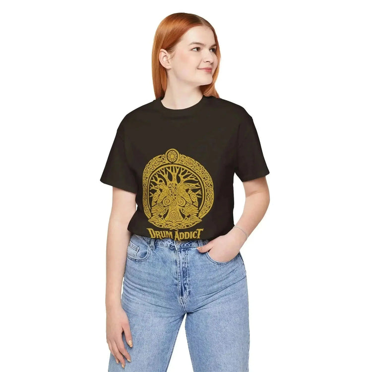 Black Drum Addict Tree of Life T-Shirt by Yggdrasil&