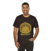 Black Drum Addict Tree of Life T-Shirt by Yggdrasils Wood featuring Celtic drum design, perfect for drum lovers and Celtic enthusiasts.