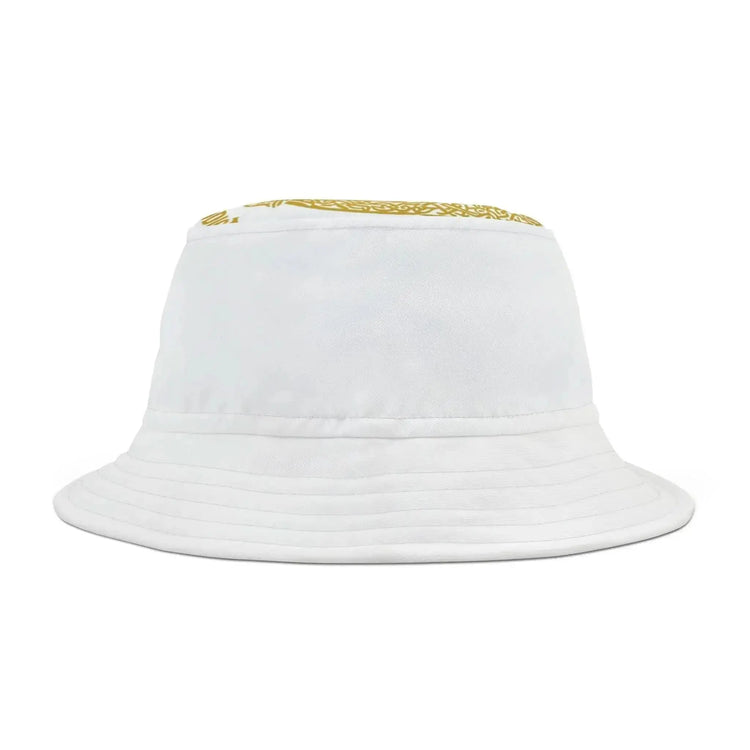 Black Drum Addict Logo Bucket Hat by Yggdrasils Wood with subtle stitching and bold drum addict logo on the front.
