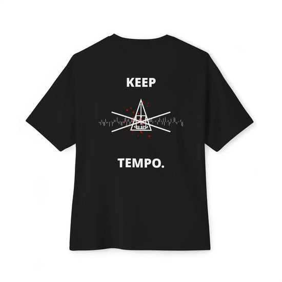 Black Keep Tempo Tee T-shirt by Drum Addict Apparel, featuring a casual fit and simple design.