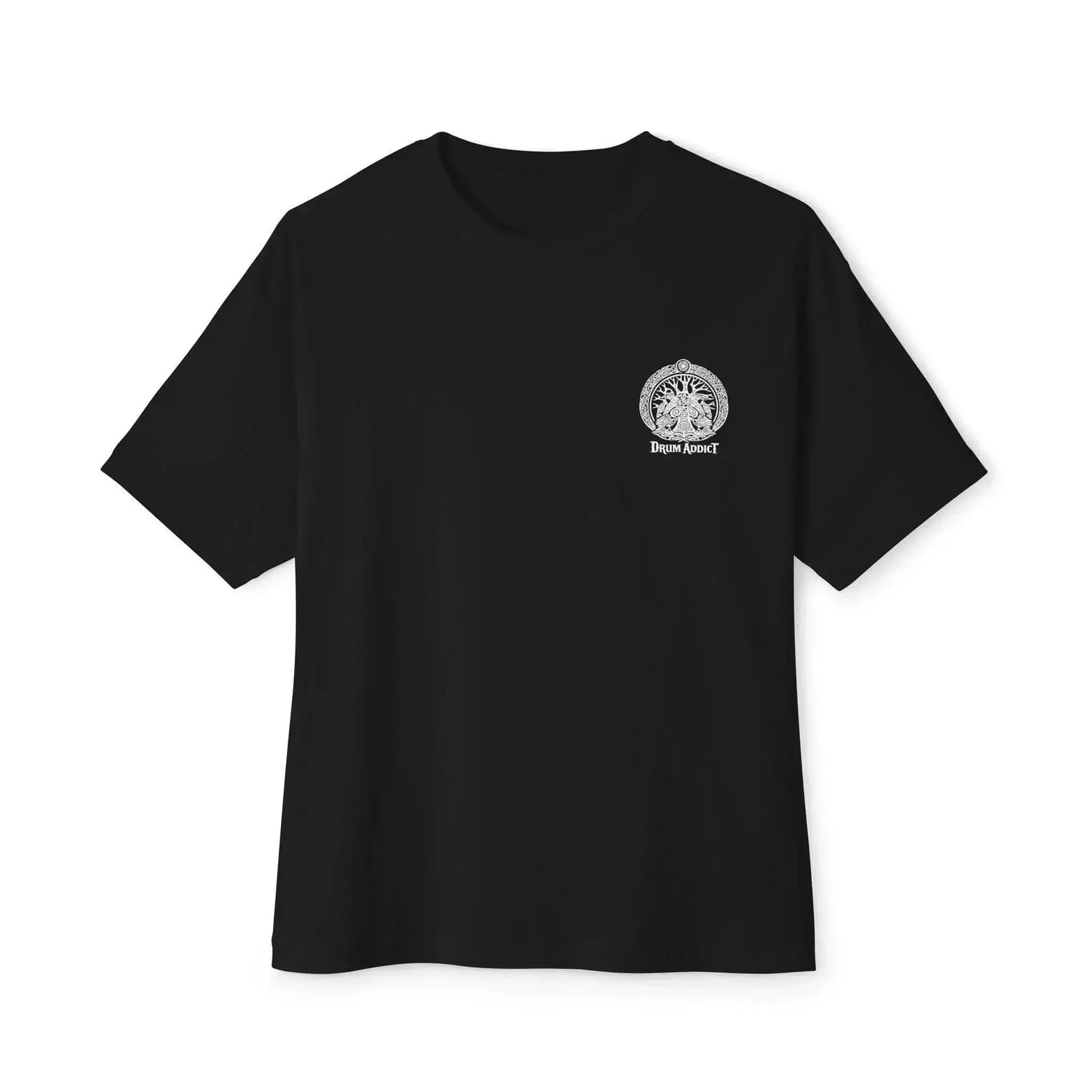 Black Keep Tempo T-Shirt by Drum Addict Apparel from Yggdrasils Wood, featuring a casual fit and music-inspired design.