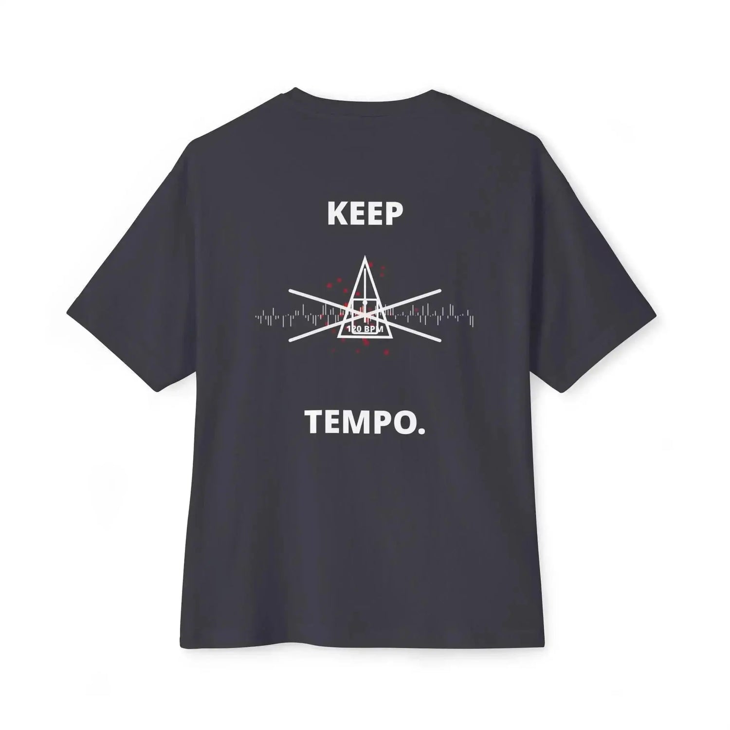 Black Keep Tempo Tee T-shirt by Drum Addict Apparel featuring a sleek design, perfect for music and drum enthusiasts.