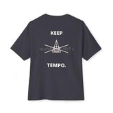 Black Keep Tempo Tee T-shirt by Drum Addict Apparel featuring a sleek design, perfect for music and drum enthusiasts.