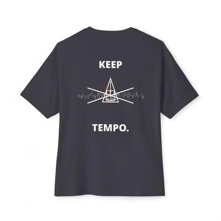 Black Keep Tempo Tee T-shirt by Drum Addict Apparel featuring a sleek design, perfect for music and drum enthusiasts.