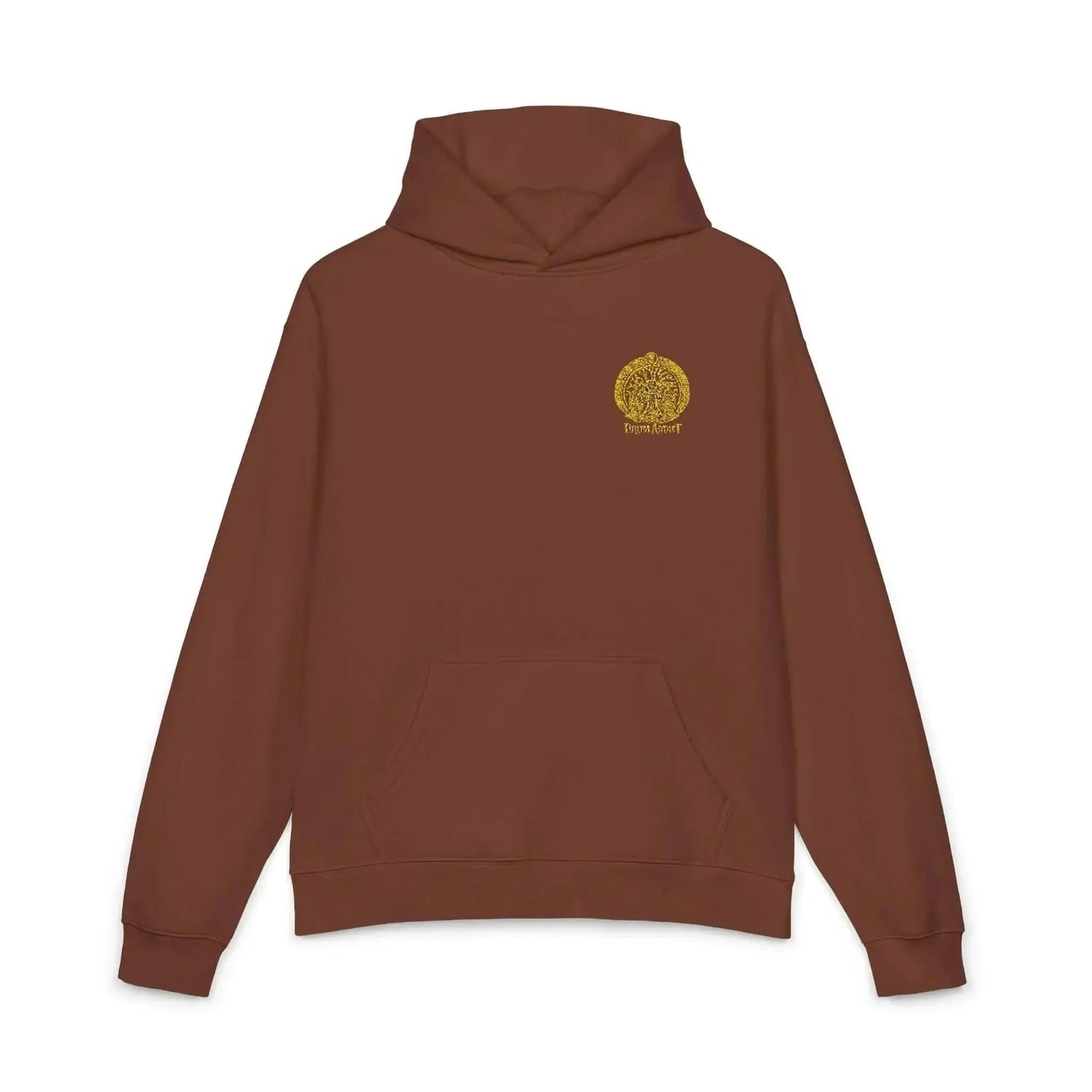 Athletic heather Drum Addict Logo Hoodie by Drum Addict Apparel, featuring a bold drum logo on the front.