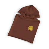 Drum Addict Logo Hoodie by Yggdrasils Wood, athletic heather fabric with prominent Drum Addict logo on front.