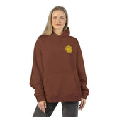 Drum Addict Apparel logo hoodie in athletic heather, featuring the Drum Addict logo on the front, casual and comfortable fit.