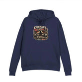 Black unisex hoodie from Printify featuring the "Embrace The Suck" design, shown on a mannequin.