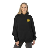 Light heather gray Dum Addict Logo Relaxed Hoodie by Printify, featuring a casual fit and printed logo on the front.