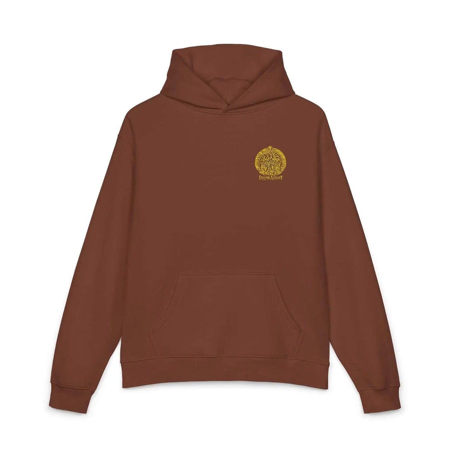 Light gray Dum Addict Logo relaxed hoodie by Printify, featuring a comfortable fit and printed Dum Addict logo on the front.