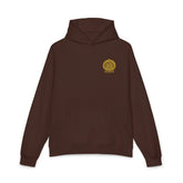 Light heather gray Dum Addict logo relaxed hoodie by Printify, featuring a casual fit and printed logo design.