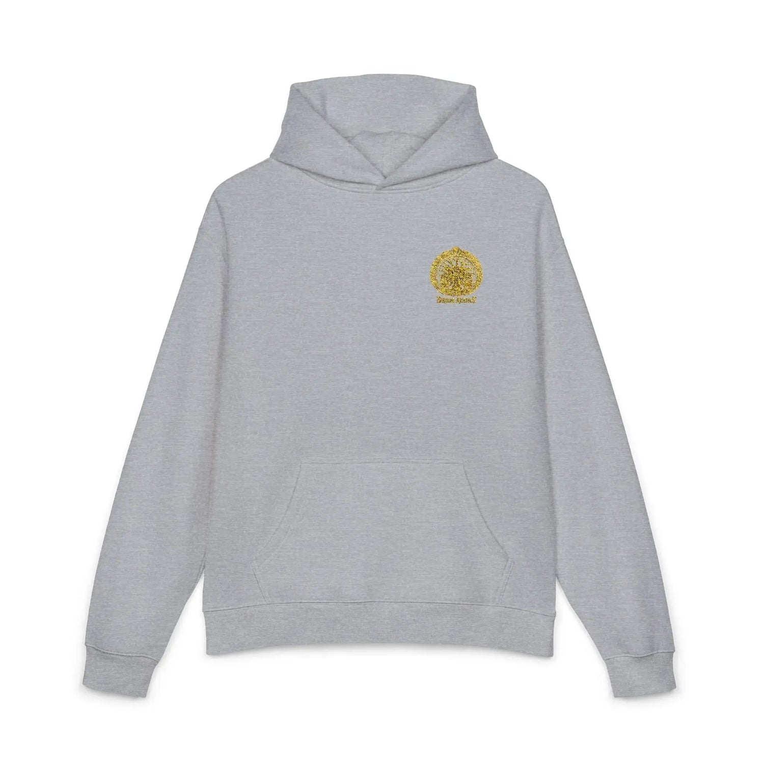 Light gray Dum Addict Logo relaxed hoodie by Printify featuring a front print of the Dum Addict logo on a casual, comfortable hoodie.