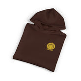 Light heather gray Dum Addict Logo relaxed hoodie by Printify featuring a centered logo design on the front.