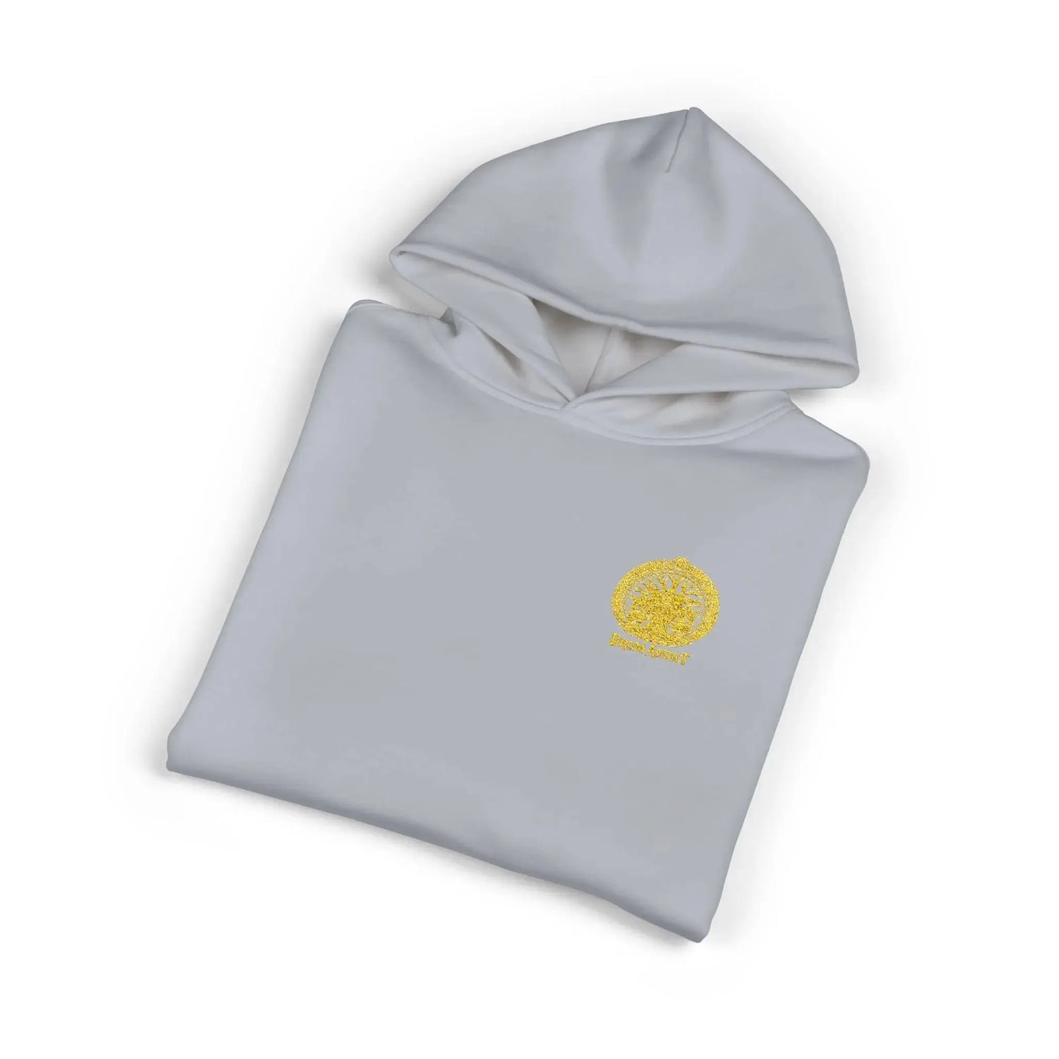 Light gray Dum Addict Logo Relaxed Hoodie by Printify with a comfortable fit and printed logo on the front.