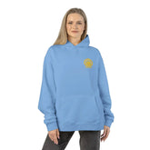 Printify Dum Addict Logo relaxed hoodie in athletic heather fabric, featuring a casual fit and printed Dum Addict logo on the front.