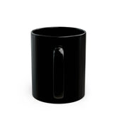 Black ceramic Drum Addict Mug featuring Celtic Tree of Life and drummer design, available in 11oz and 15oz sizes.