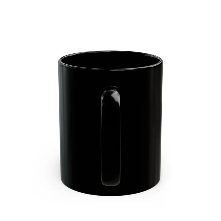 Black ceramic Drum Addict Mug featuring Celtic Tree of Life and drummer design, available in 11oz and 15oz sizes.